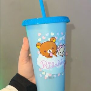 Rilakkuma Blue Tumbler with Straw